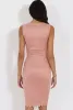 Pink Suede Scallop Hem Midi Dress - Melina sold by Rebellious Fashion