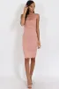 Pink Suede Scallop Hem Midi Dress - Melina sold by Rebellious Fashion