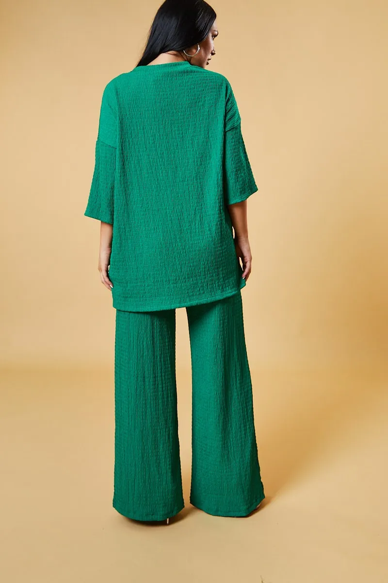 Green Textured Knit Trousers & Oversized Top Co-ord Set - Cecelia sold by Rebellious Fashion product image thumbnail 4