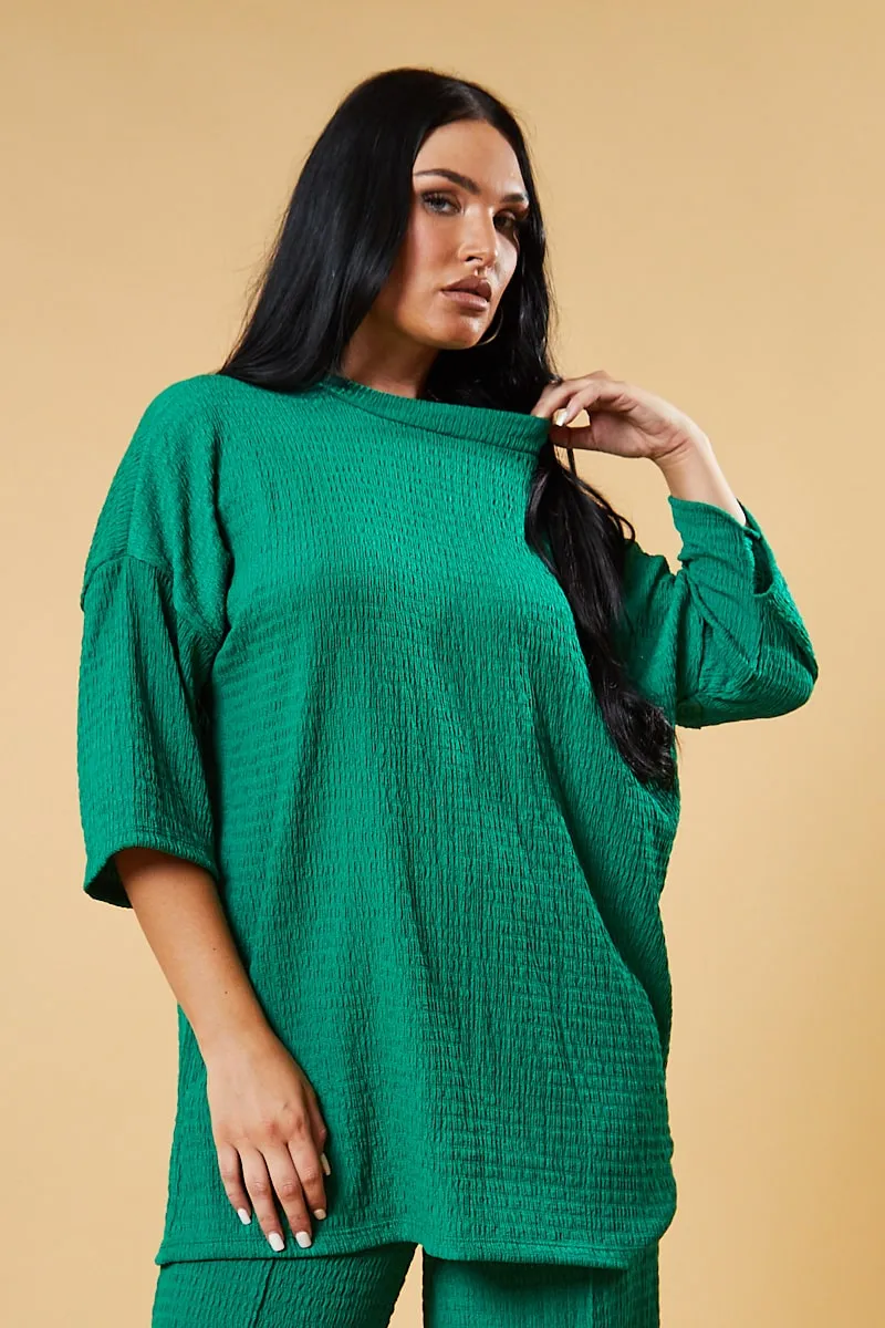 Green Textured Knit Trousers & Oversized Top Co-ord Set - Cecelia sold by Rebellious Fashion product image thumbnail 3