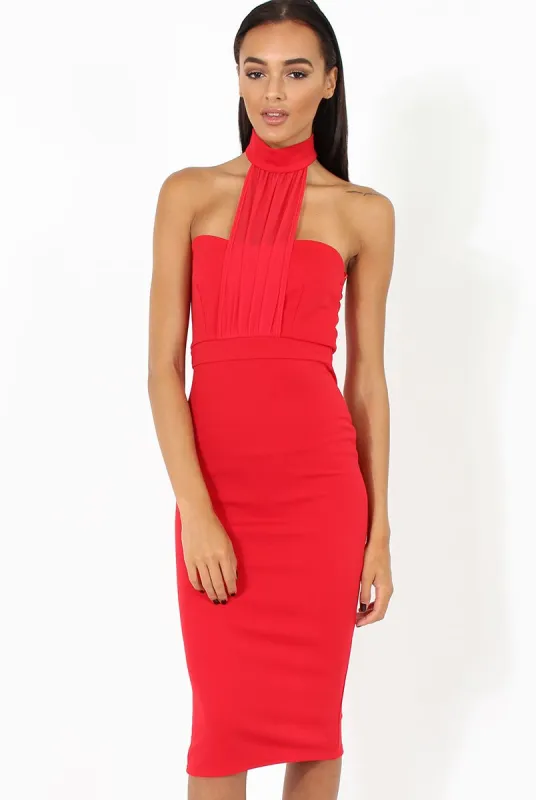 Red Choker Bandeau Mesh Dress - Alva sold by Rebellious Fashion