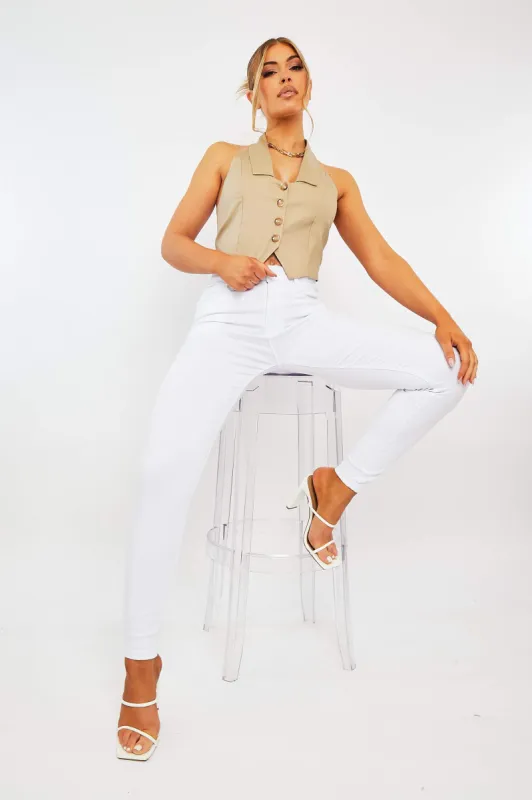 White Skinny Stretch Denim Jeans - Maeva made by Rebellious Fashion