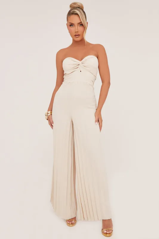 Stone Twist Front Bandeau Pleated Jumpsuit - Isabella sold by Rebellious Fashion