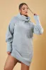 Grey Turtle Neck Knit Jumper Dress - Brooke sold by Rebellious Fashion