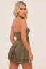 Khaki Bandeau Ruched Skater Mini Dress - Sifan sold by Rebellious Fashion