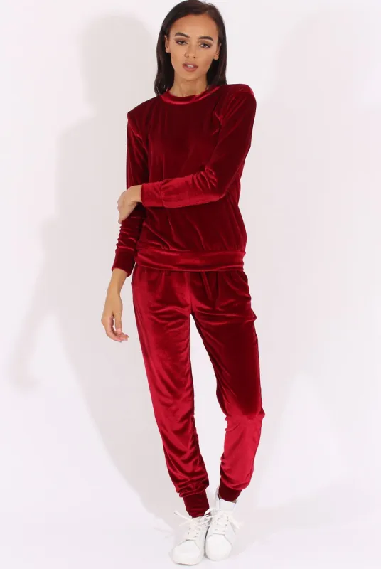 Wine Velvet Tracksuit Liv made by Rebellious Fashion