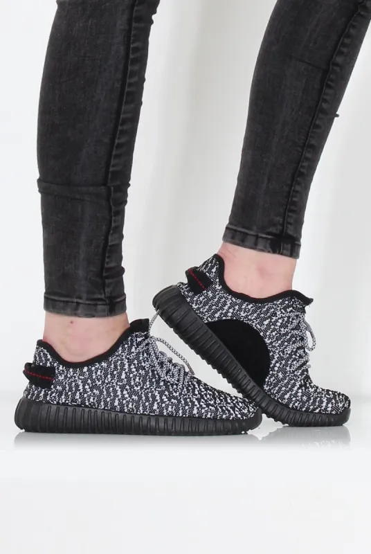 Saint Black And White Textured Trainers sold by Rebellious Fashion