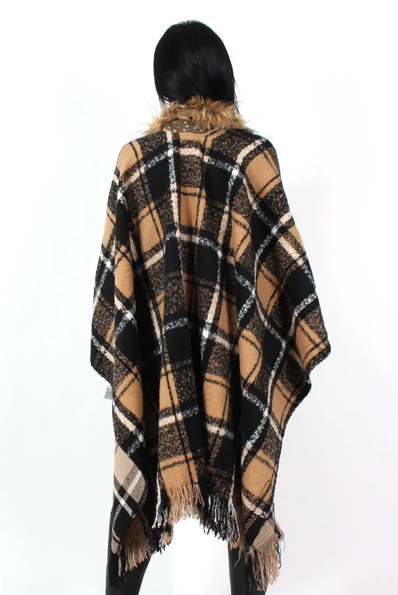 Latoya Beige Faux Fur Trimmed Cape sold by Rebellious Fashion product image thumbnail 2