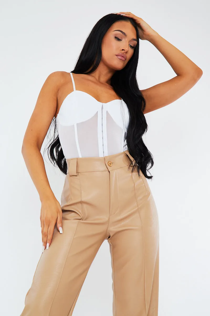 White Corset Mesh Bodysuit - Liela sold by Rebellious Fashion