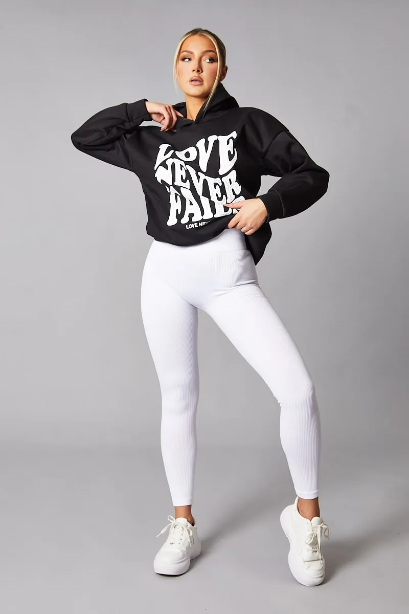 White Rib Knit High Waisted Leggings - Ren sold by Rebellious Fashion