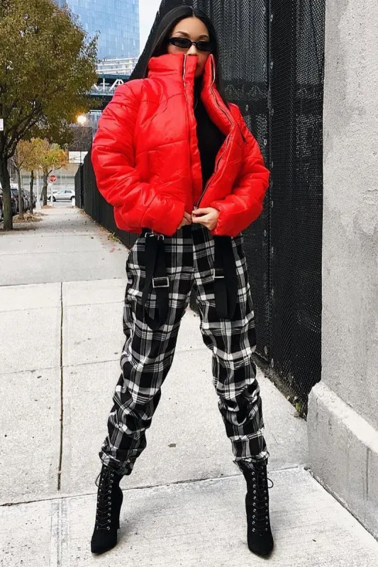 Red Puffer Coat - Alyssa sold by Rebellious Fashion