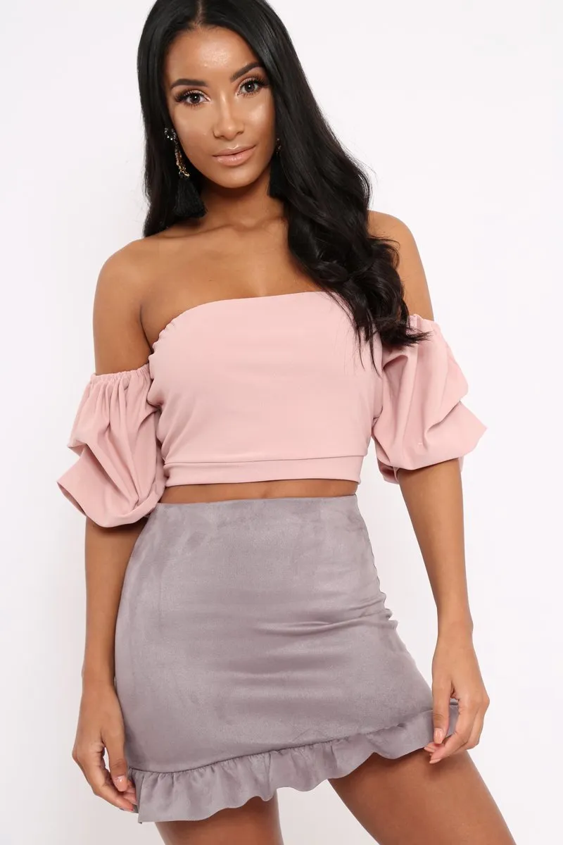 Rose Crop Top With Ruffle Sleeves - Fenix sold by Rebellious Fashion