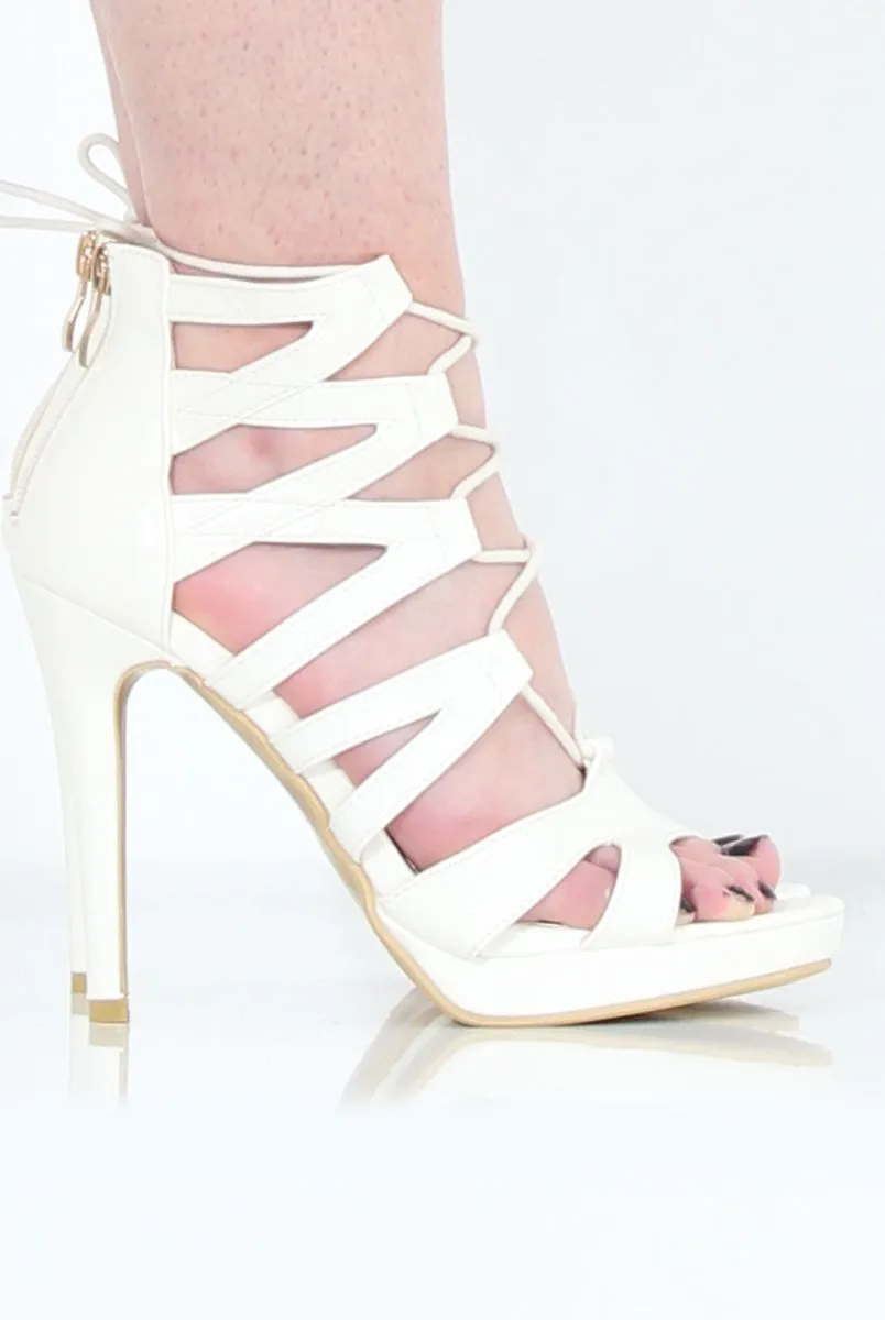 White Caged Platform Heels - Angelica sold by Rebellious Fashion product image thumbnail 4