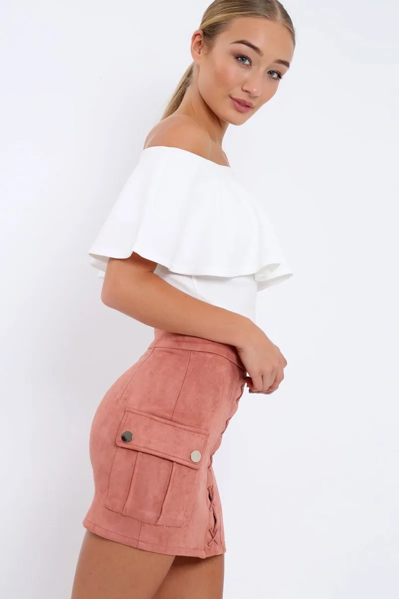 White Bardot Crop Top - Justine sold by Rebellious Fashion product image thumbnail 3