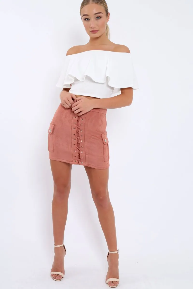 White Bardot Crop Top - Justine sold by Rebellious Fashion product image thumbnail 2