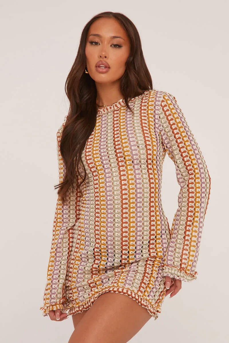 Multi Knit Abstract Pattern Backless Mini Dress - Kerina sold by Rebellious Fashion product image thumbnail 4