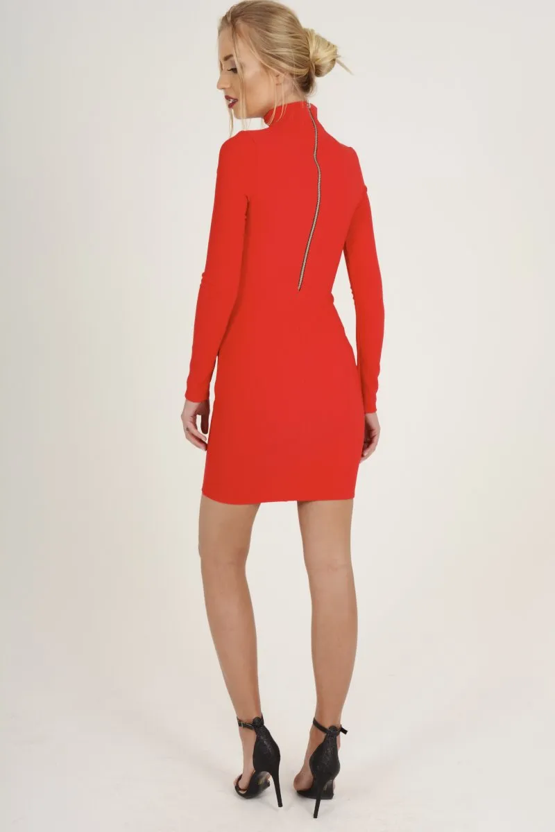 Red Cut Out Choker Bodycon Dress - Tink sold by Rebellious Fashion product image thumbnail 4