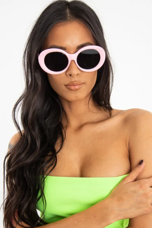 Pink Rounded Oval Oversized Sunglasses - Chyna made by Rebellious Fashion