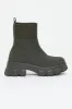 Khaki Ankle High Chunky Sole Sock Boots - Bana sold by Rebellious Fashion