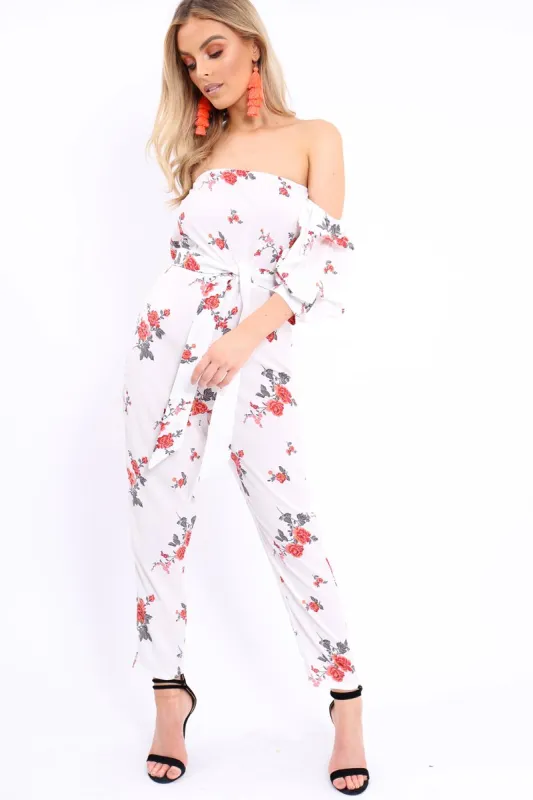 White Bardot Open Back Jumpsuit - Serenity sold by Rebellious Fashion