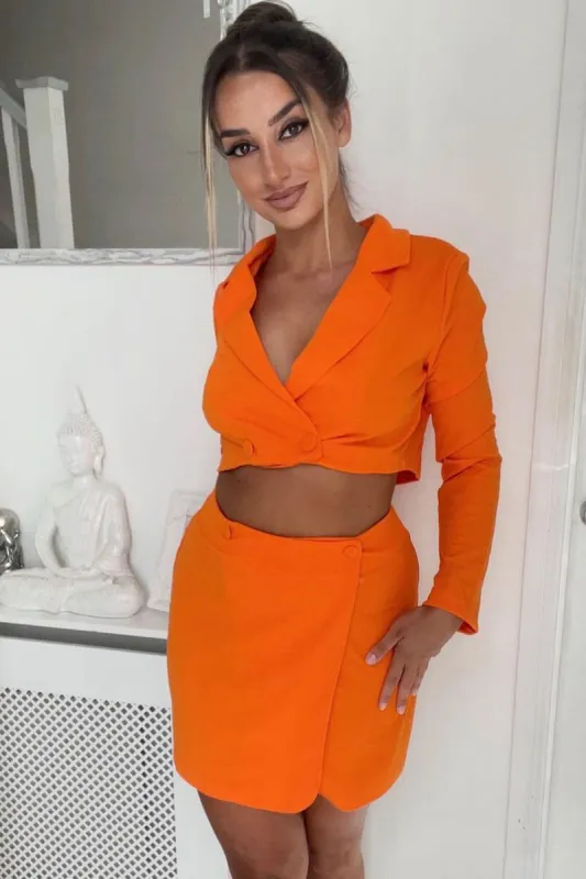 Orange Tailored Mini Skirt - Tylah sold by Rebellious Fashion