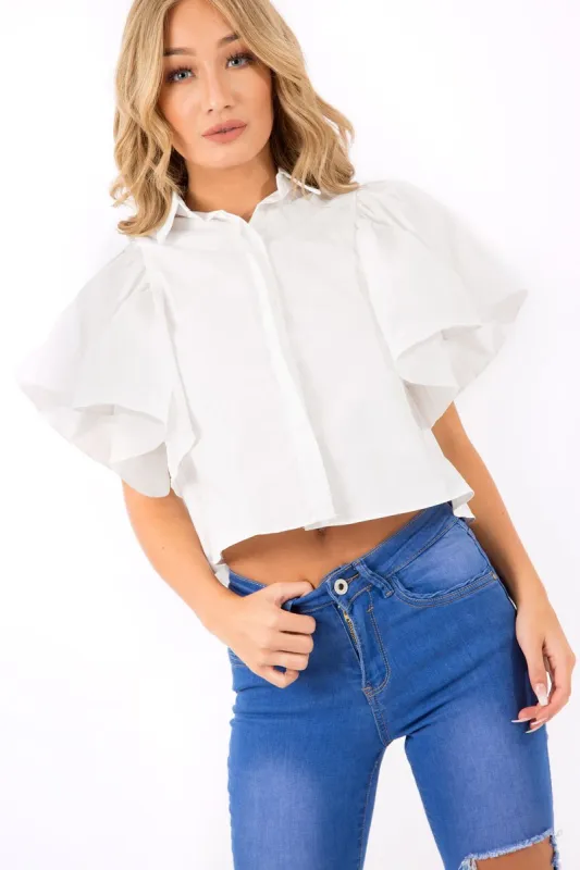 White Bell Sleeve Open Back Shirt - Piper sold by Rebellious Fashion