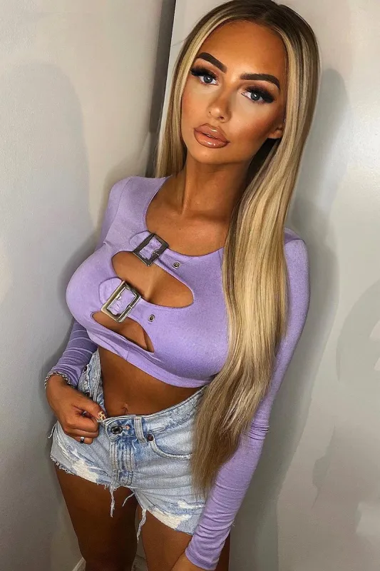 Lilac Buckled Detail Crop Top - Nala sold by Rebellious Fashion