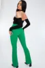 Green Ribbed Flare Trousers - Jori sold by Rebellious Fashion