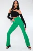 Green Ribbed Flare Trousers - Jori sold by Rebellious Fashion