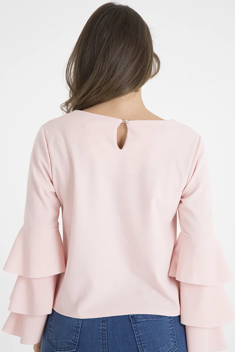 Pink Triple Frill Sleeve Top - Clara sold by Rebellious Fashion product image thumbnail 3