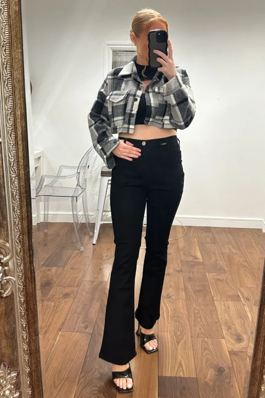Black High Waist Flared Leg Jeans - Lina sold by Rebellious Fashion