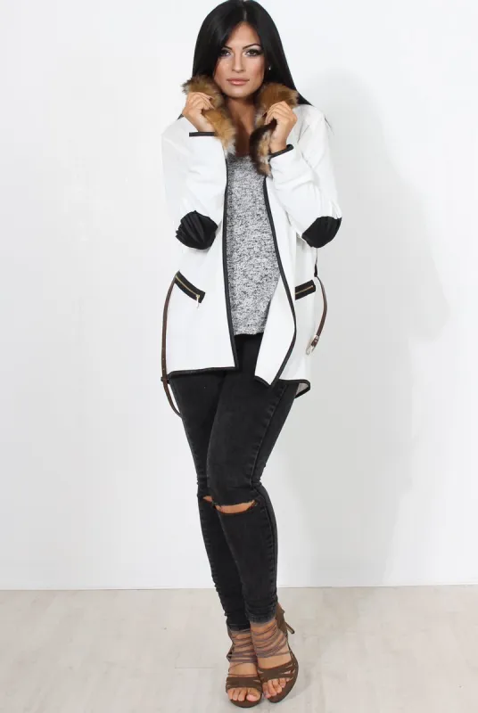 Seneta White Faux Fur jacket sold by Rebellious Fashion