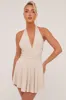 Stone Halter Plunge Neck Mini Dress - Pippa sold by Rebellious Fashion