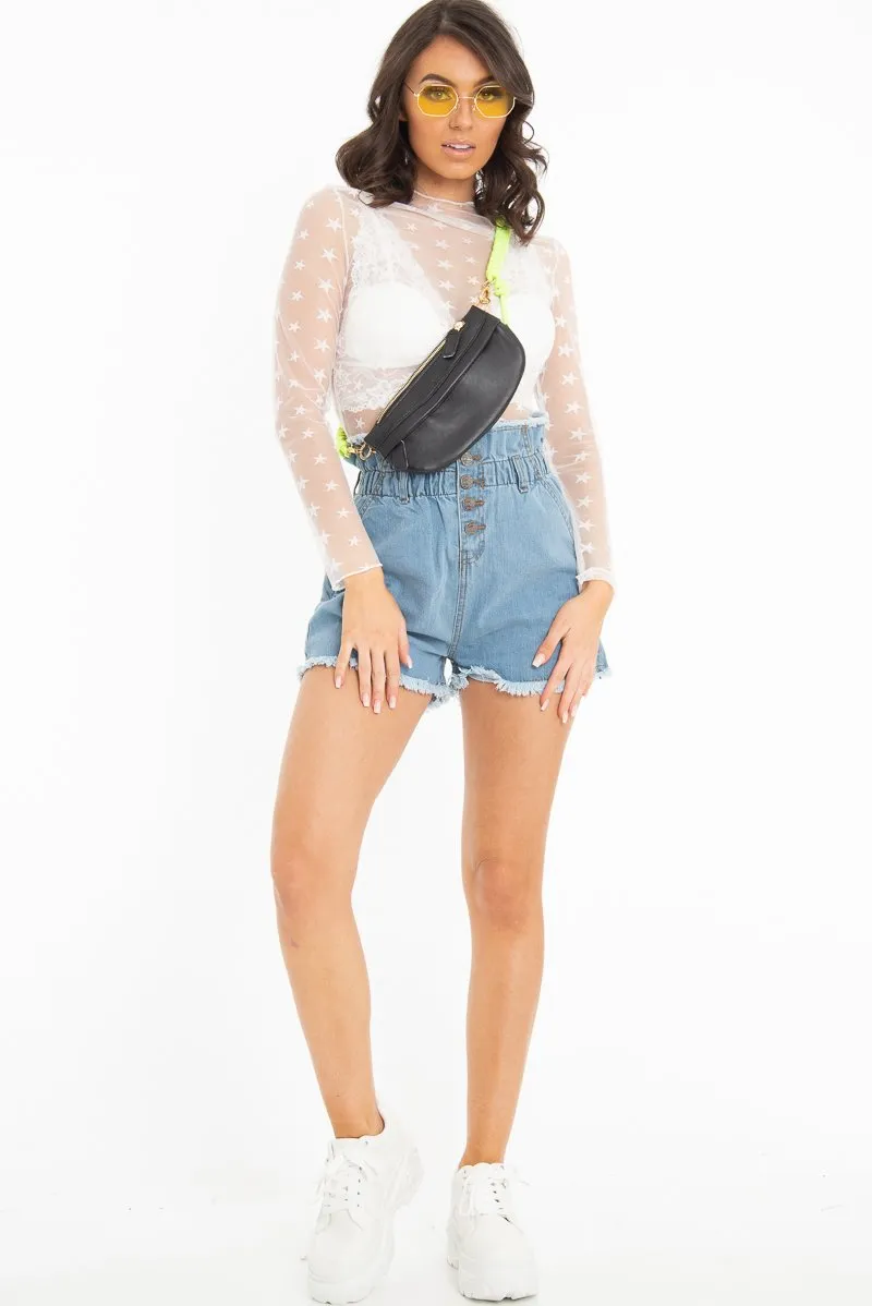 White Star Mesh High Neck Long Sleeve Top - Shine sold by Rebellious Fashion product image thumbnail 3