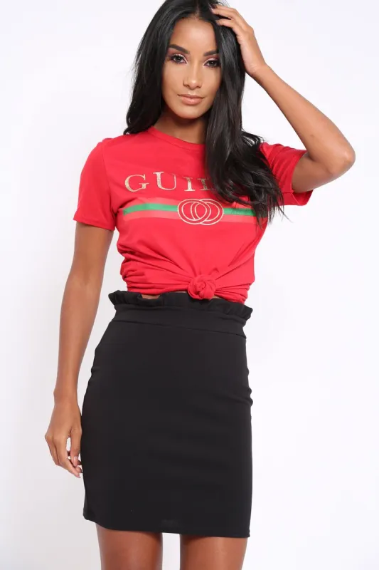 Red Guilty Slogan T-shirt - Ava sold by Rebellious Fashion