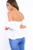 White Sweet Heart Bardot Top with Ruched Sleeves - Kinza sold by Rebellious Fashion