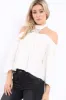 White Halter Neck Lace up Front Top- Triana sold by Rebellious Fashion
