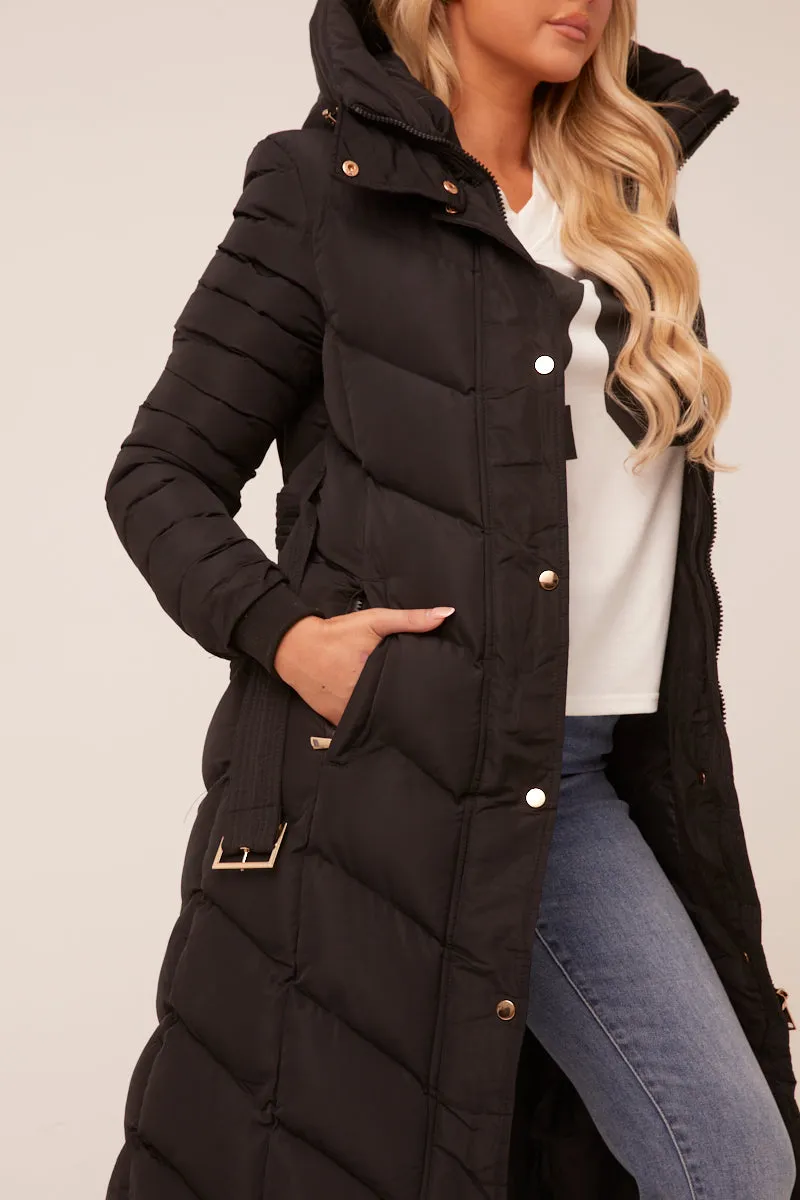 Black Longline Hooded Puffer Jacket - Shauna sold by Rebellious Fashion product image thumbnail 4