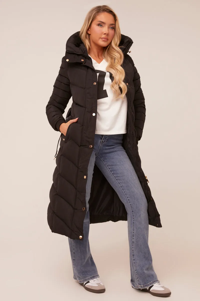 Black Longline Hooded Puffer Jacket - Shauna sold by Rebellious Fashion product image thumbnail 3
