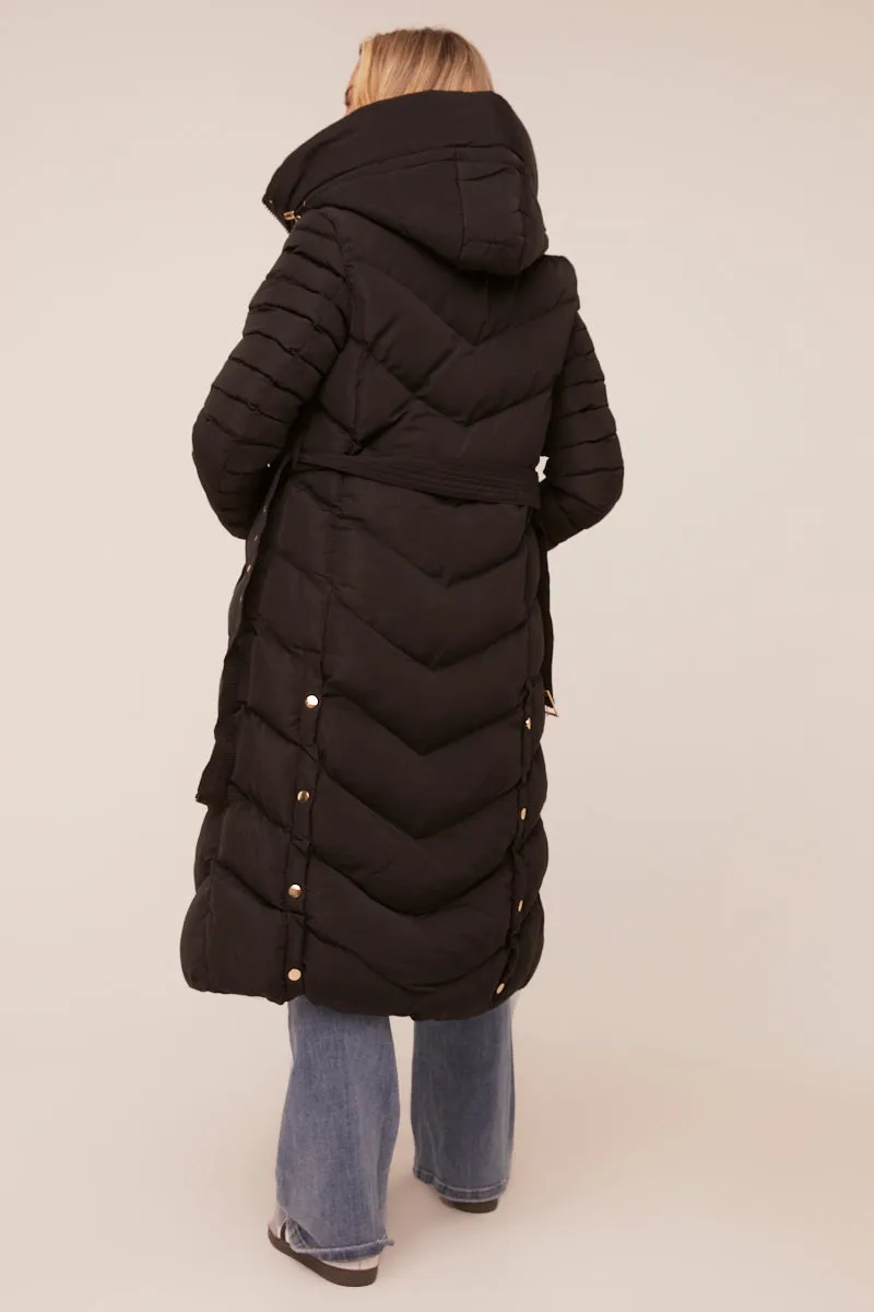 Black Longline Hooded Puffer Jacket - Shauna sold by Rebellious Fashion product image thumbnail 5