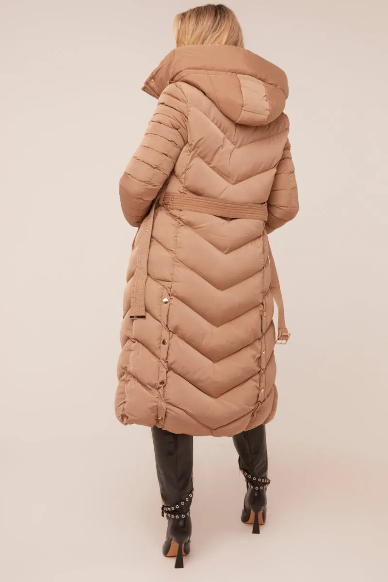 Beige Longline Hooded Puffer Jacket - Shauna sold by Rebellious Fashion product image thumbnail 5