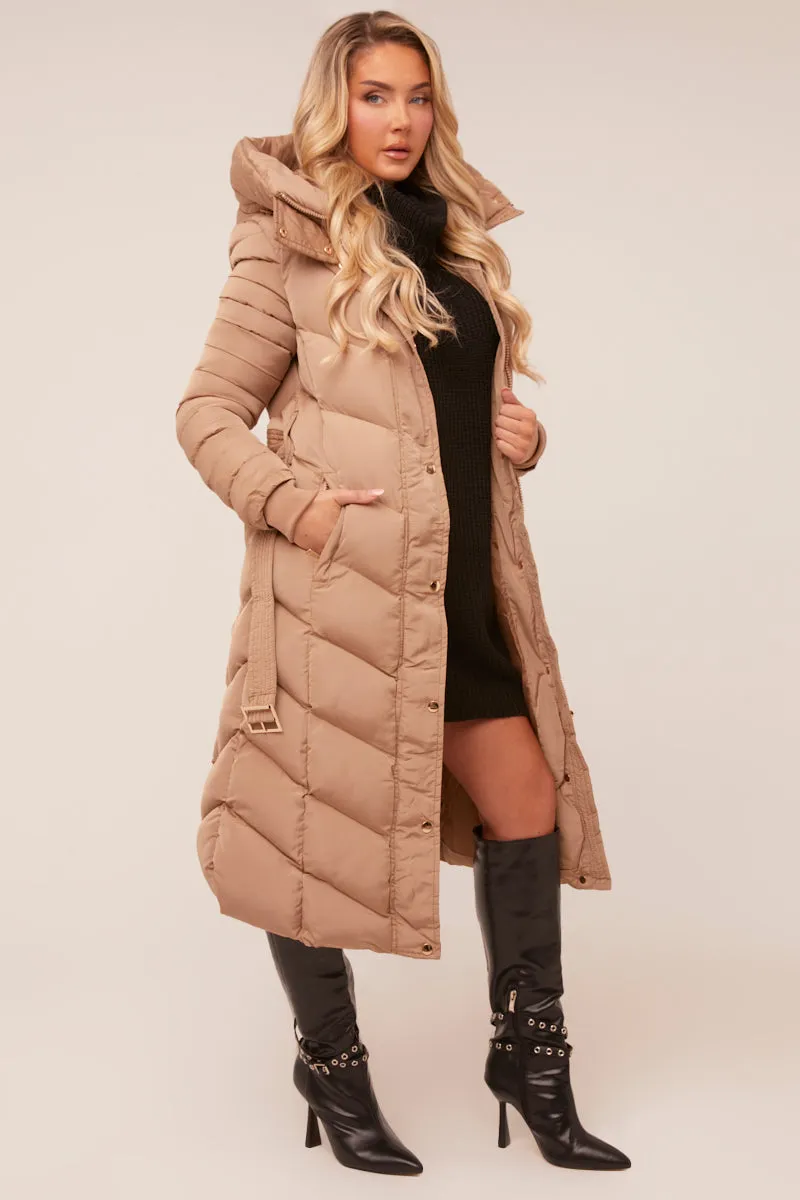Beige Longline Hooded Puffer Jacket - Shauna sold by Rebellious Fashion product image thumbnail 3