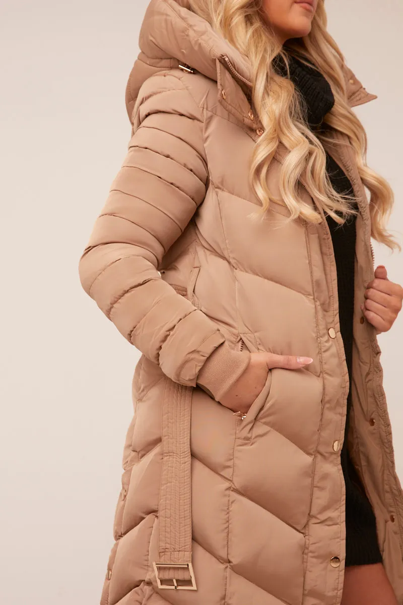 Beige Longline Hooded Puffer Jacket - Shauna sold by Rebellious Fashion product image thumbnail 4