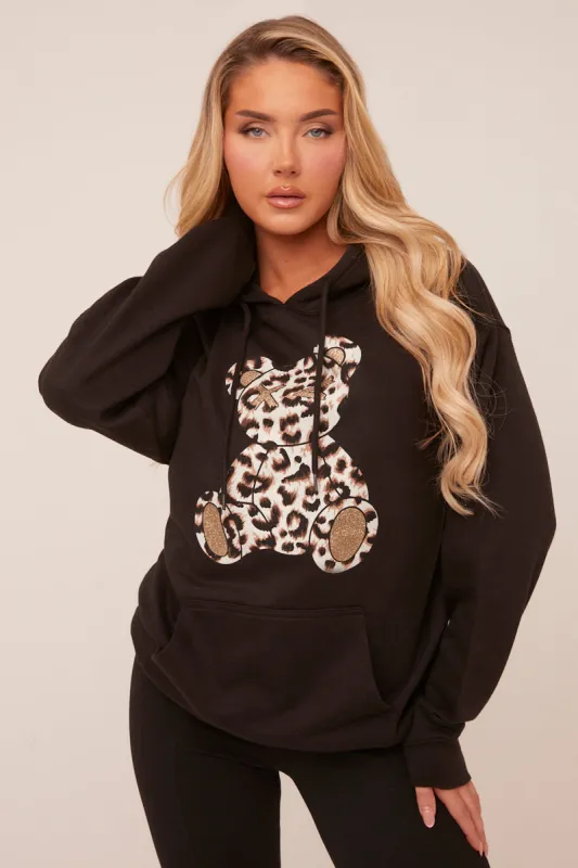 Black Leopard Graphic Oversized Hoodie - Revel made by Rebellious Fashion