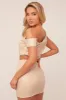 Beige Faux Leather One shoulder Cropped Top & Mini Skirt Co-ord Set - Carissa sold by Rebellious Fashion