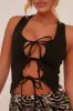 Black Tie Front Sleeveless Waistcoat - Elsee sold by Rebellious Fashion