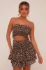 Brown Leopard Print Shirring Detail Bandeau Cropped Top - Azani sold by Rebellious Fashion