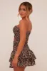 Brown Leopard Print Shirring Detail Bandeau Cropped Top - Azani sold by Rebellious Fashion