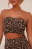 Brown Leopard Print Shirring Detail Bandeau Cropped Top - Azani sold by Rebellious Fashion