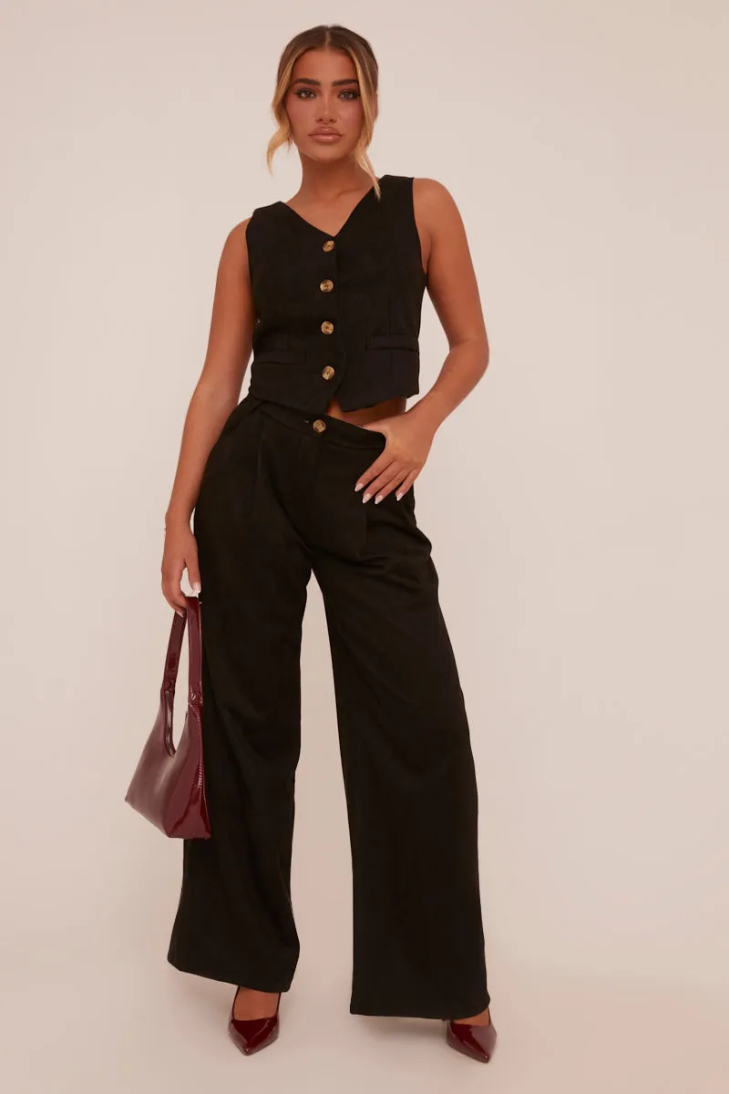 Black Button Up Front Waistcoat - Dinara sold by Rebellious Fashion product image thumbnail 2